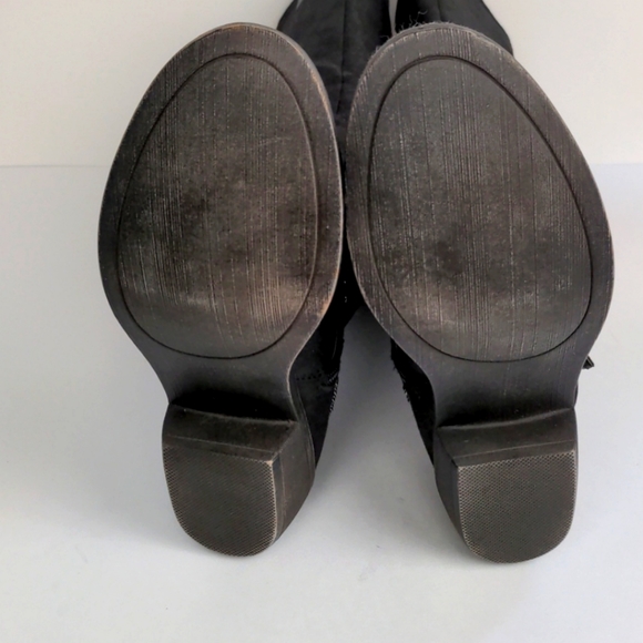 SO Faux Suede Black Beaded Embellished Knee Boots - Picture 5 of 6